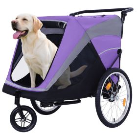 2-in-1 Bike Trailer & Push Cart for Pets - Detachable Bike Hitch & Push Handle Included - Quick Release Wheel, Internal Leash