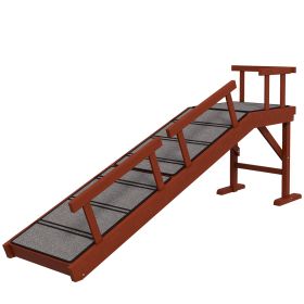 PawHut Wooden Dog Ramp with Removable Guardrails, Non-Slip Surface, 60" Long, Brown
