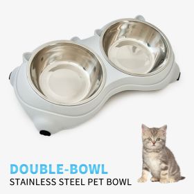 Double Stainless Steel Pet Bowl Set, Macaron Colors, Non-Slip Base And Easy To Clean For Cats And Dogs, Indoor And Outdoor Use (Color: Grey)